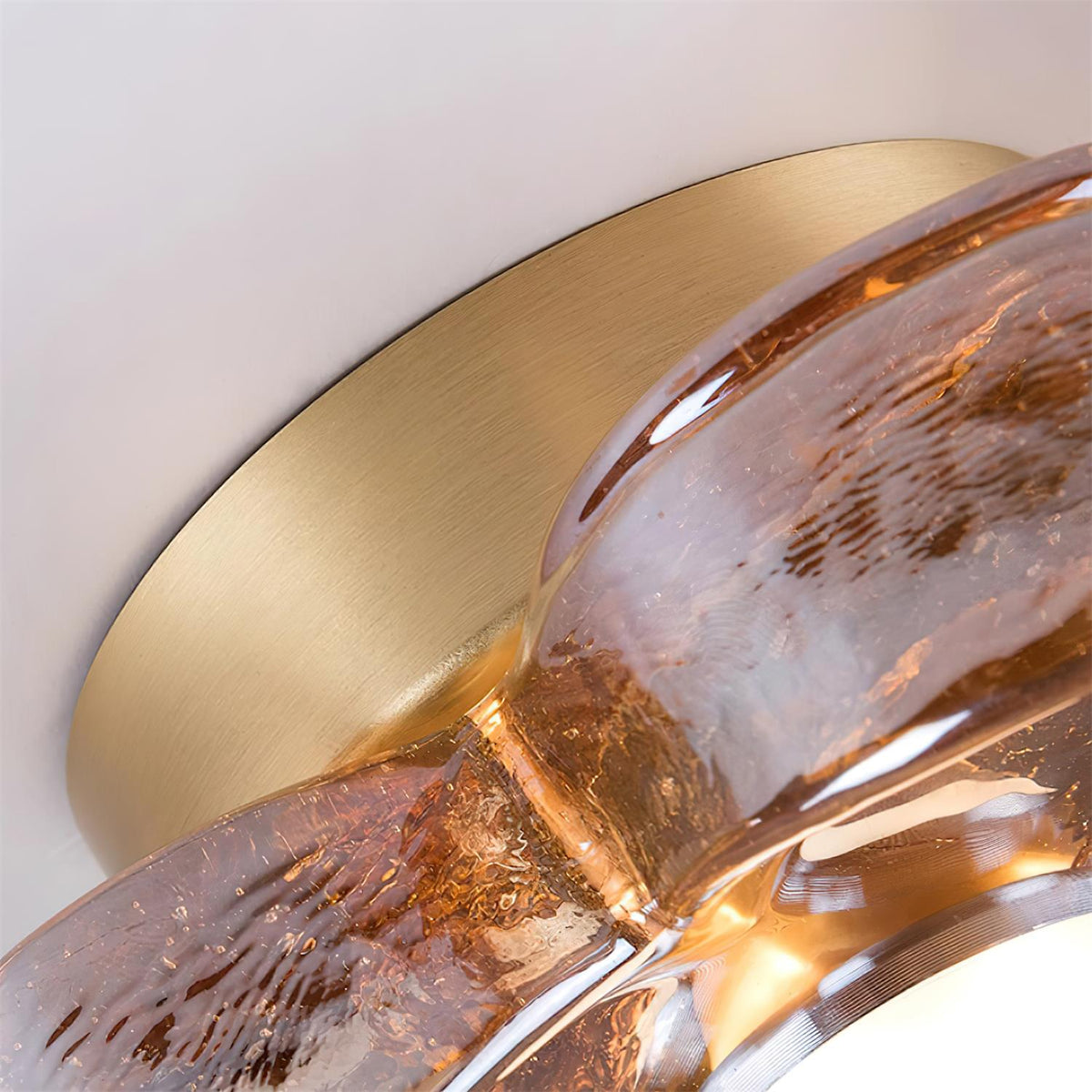 Ceiling Lamp with Amber Acrylic Clover Petals and Brass Scandi-Neutral Decor