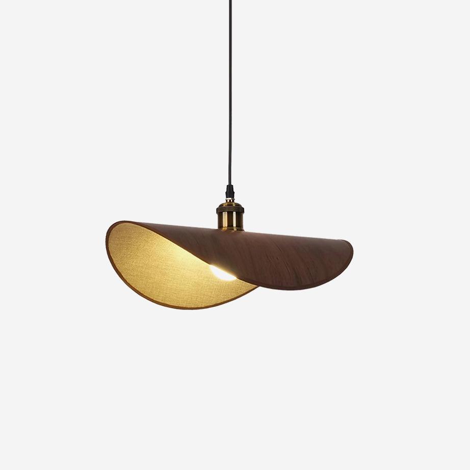 Mirelle Pendant Lamp Linen Fabric Shade Wood Minimalist-Neutral Decor