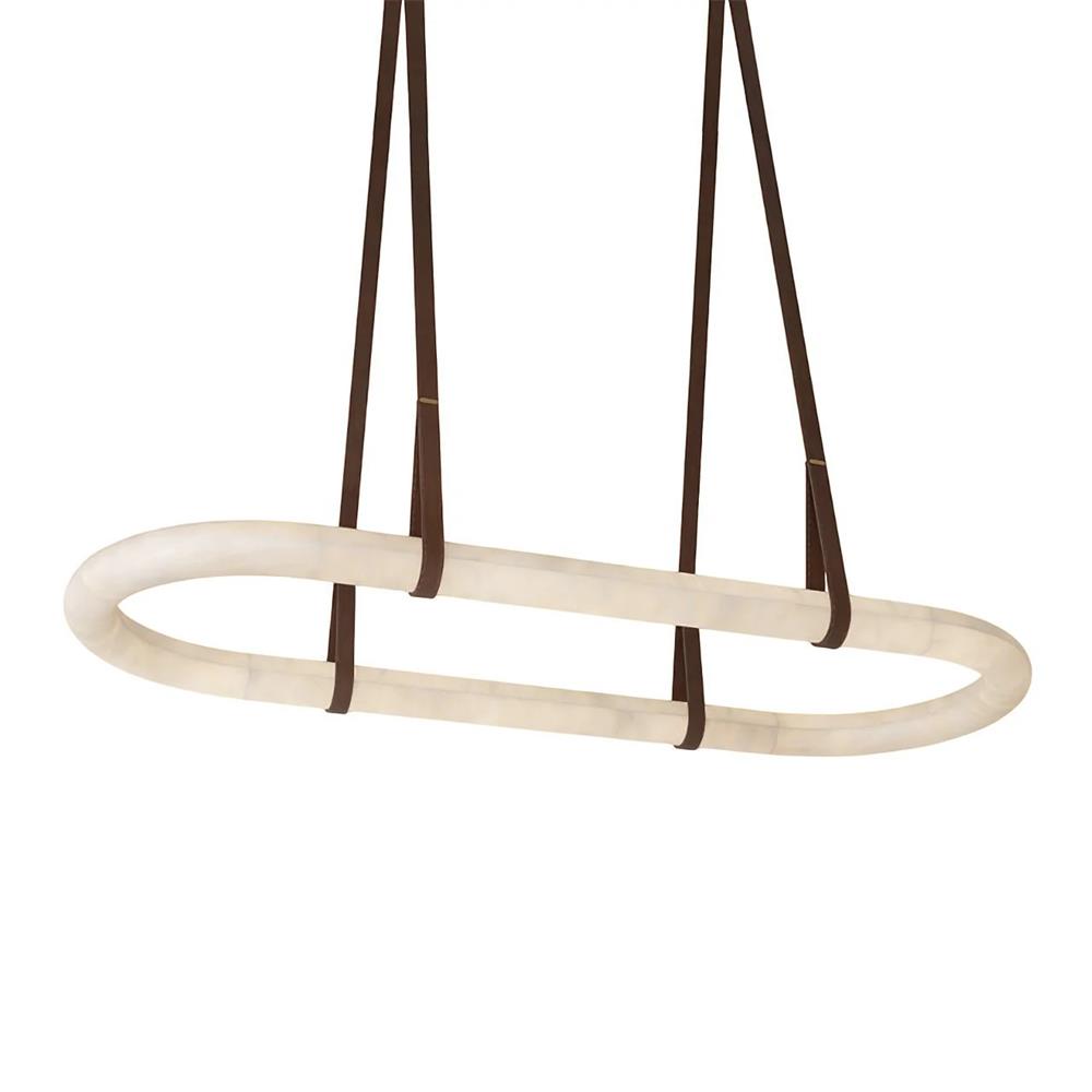 Kurve Chandelier Alabaster Ring Artificial leather-Neutral Decor
