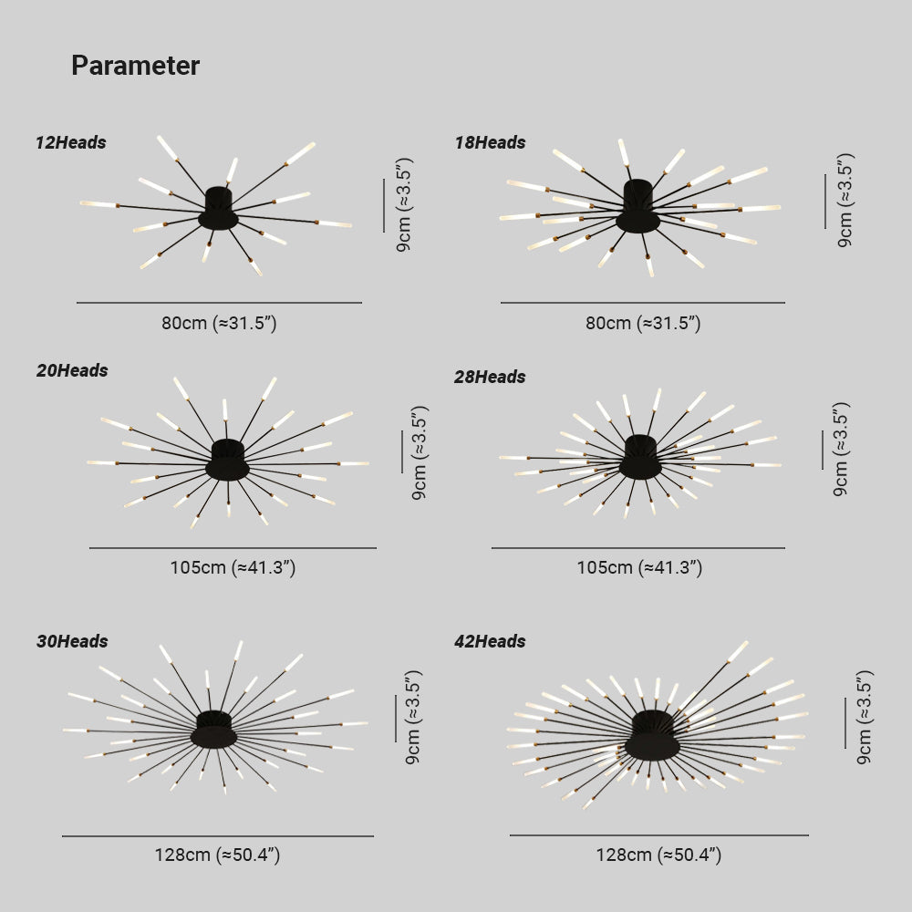 Zenonor Plafonnier Fireworks Design Artistique Noir/Doré-Cielum