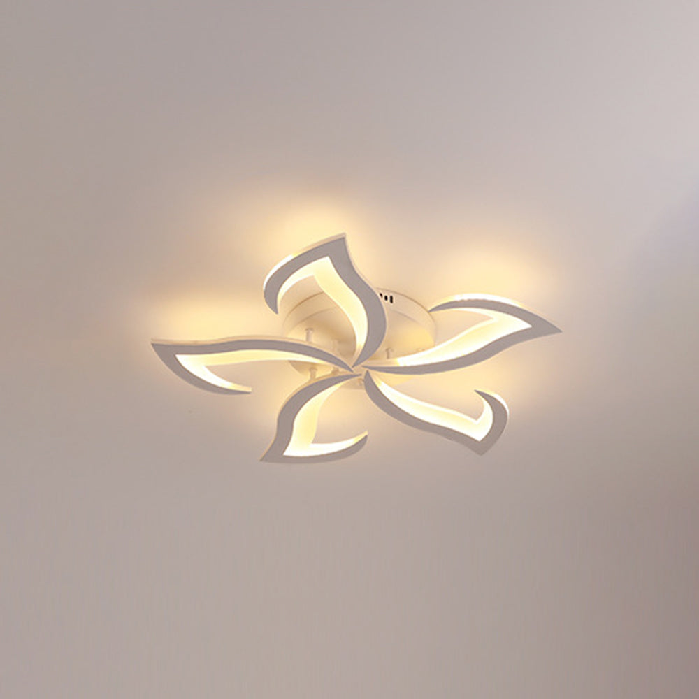 Arisha Plafonnier Fleur Contemporain Métal/Acrylique Noir/Blanc Salon