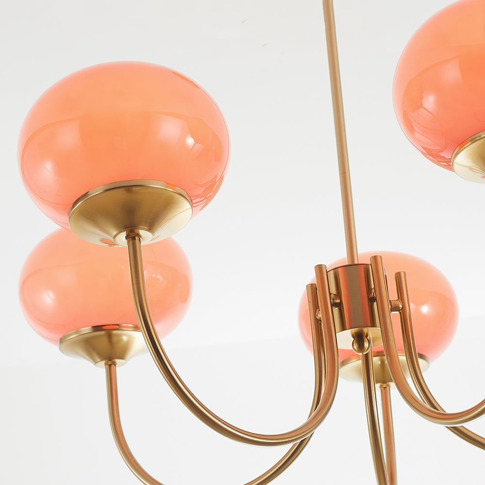 Valentina Lustre Boule Classique, Métal/Verre, Blanc/Rose/Beige, Bureau/Salon