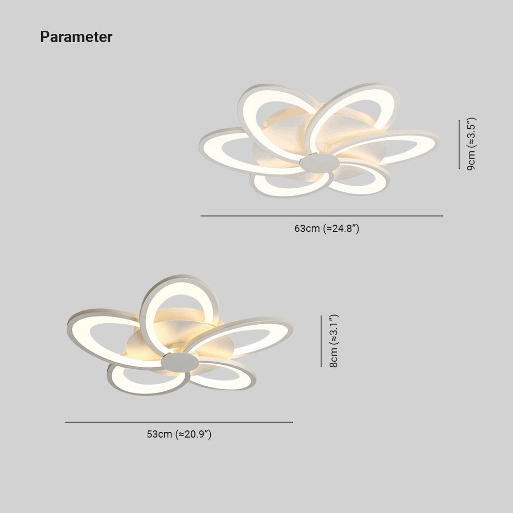 Arisha Plafonnier Fleur Moderne, Métal/Gel de Silice, Blanc, Salon