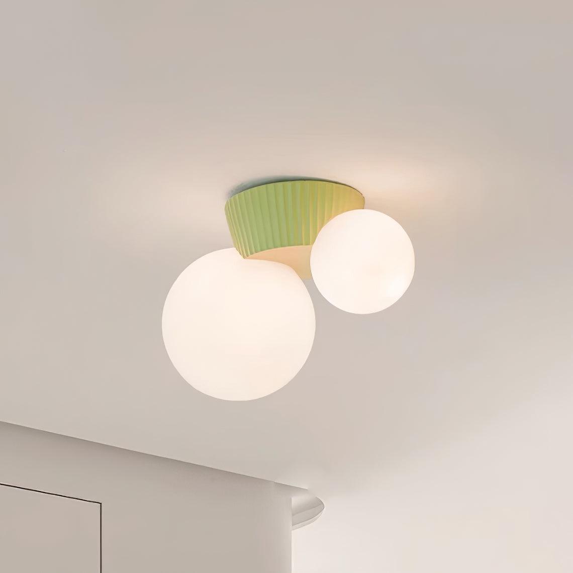 Tovae Ceiling Light Playful Asymmetry with Dual Frosted Glass Globes-Neutral Decor