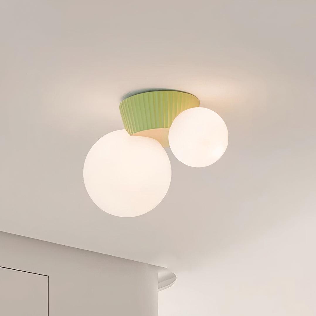 Tovae Ceiling Light Playful Asymmetry with Dual Frosted Glass Globes-Neutral Decor