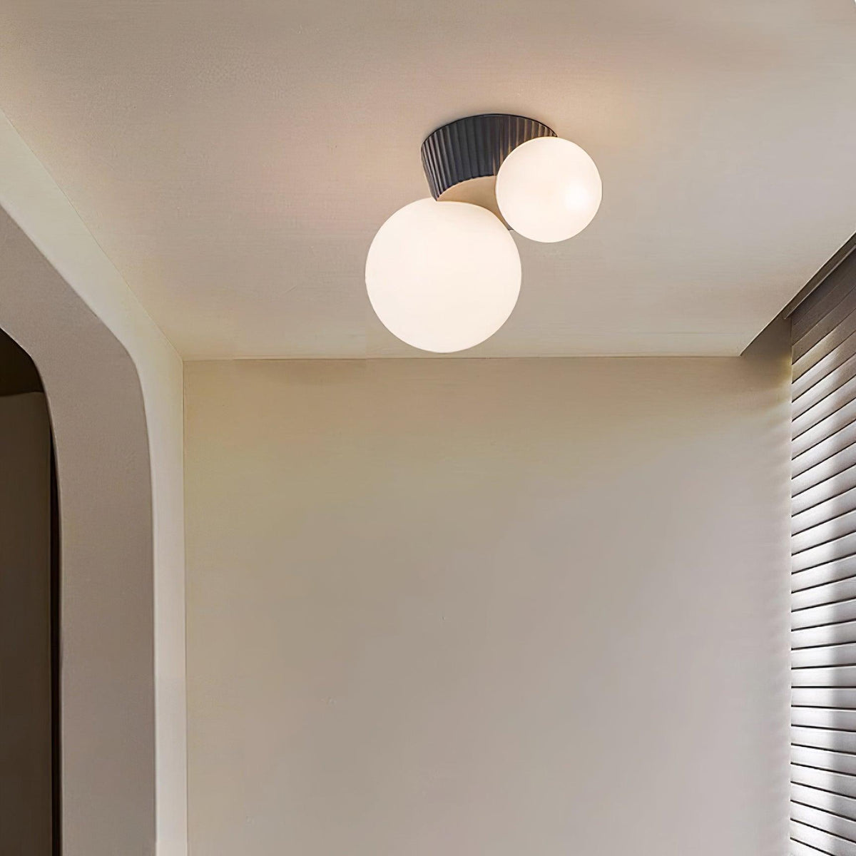 Tovae Ceiling Light Playful Asymmetry with Dual Frosted Glass Globes-Neutral Decor