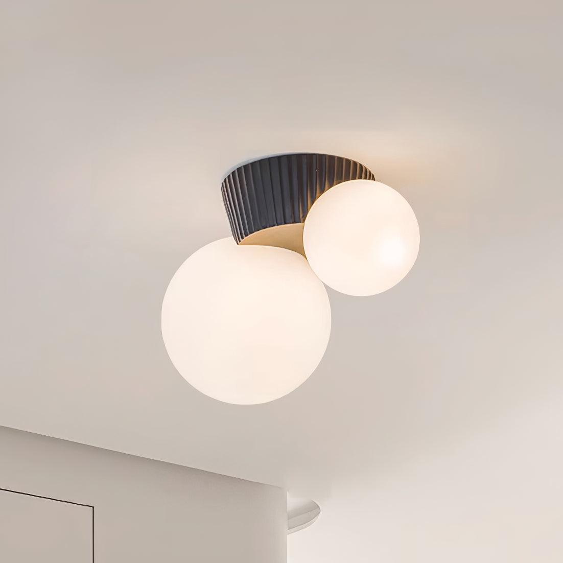 Tovae Ceiling Light Playful Asymmetry with Dual Frosted Glass Globes-Neutral Decor
