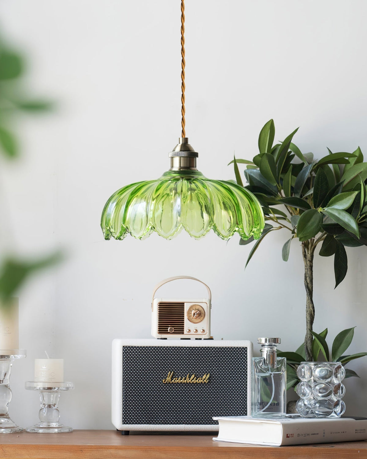 Limea Green Glass Flower Pendant Light-Neutral Decor