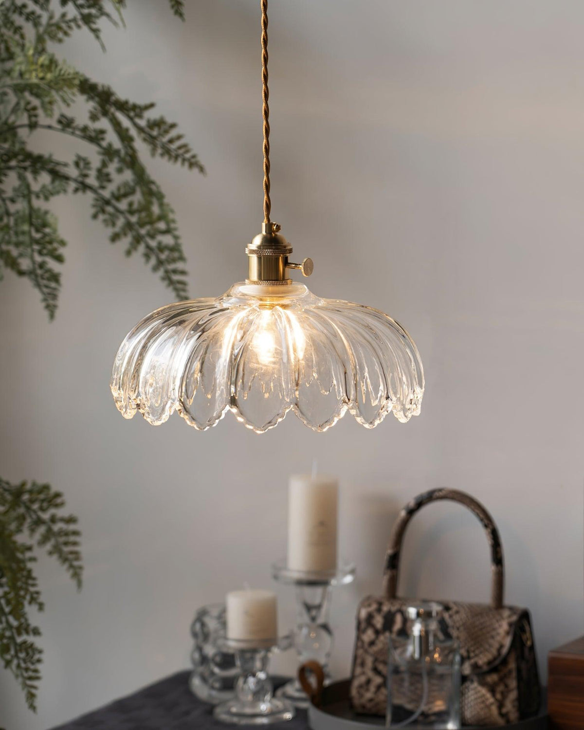 Limea Green Glass Flower Pendant Light-Neutral Decor