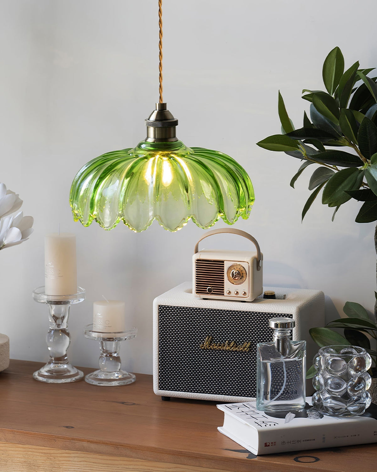 Limea Green Glass Flower Pendant Light-Neutral Decor