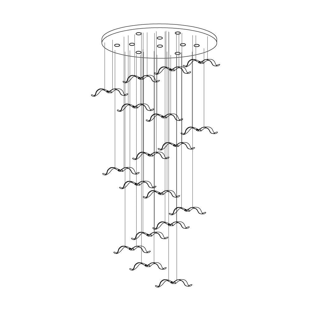 Celesa Lustre de Luxe Grand en Verre Mouette