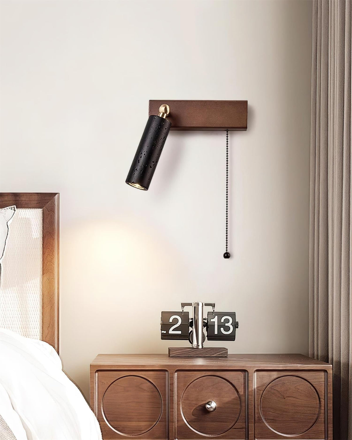 Kaven Wall Lamp Black Travertine Spotlight-Neutral Decor