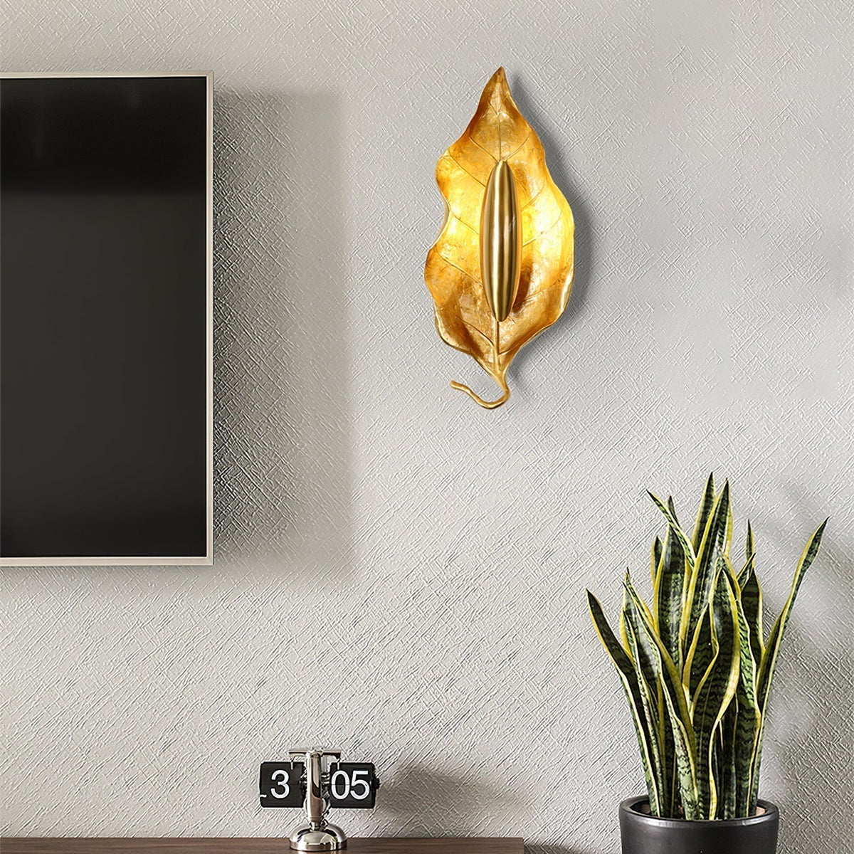 Evraee Applique Murale Art Nordique Feuille Laiton