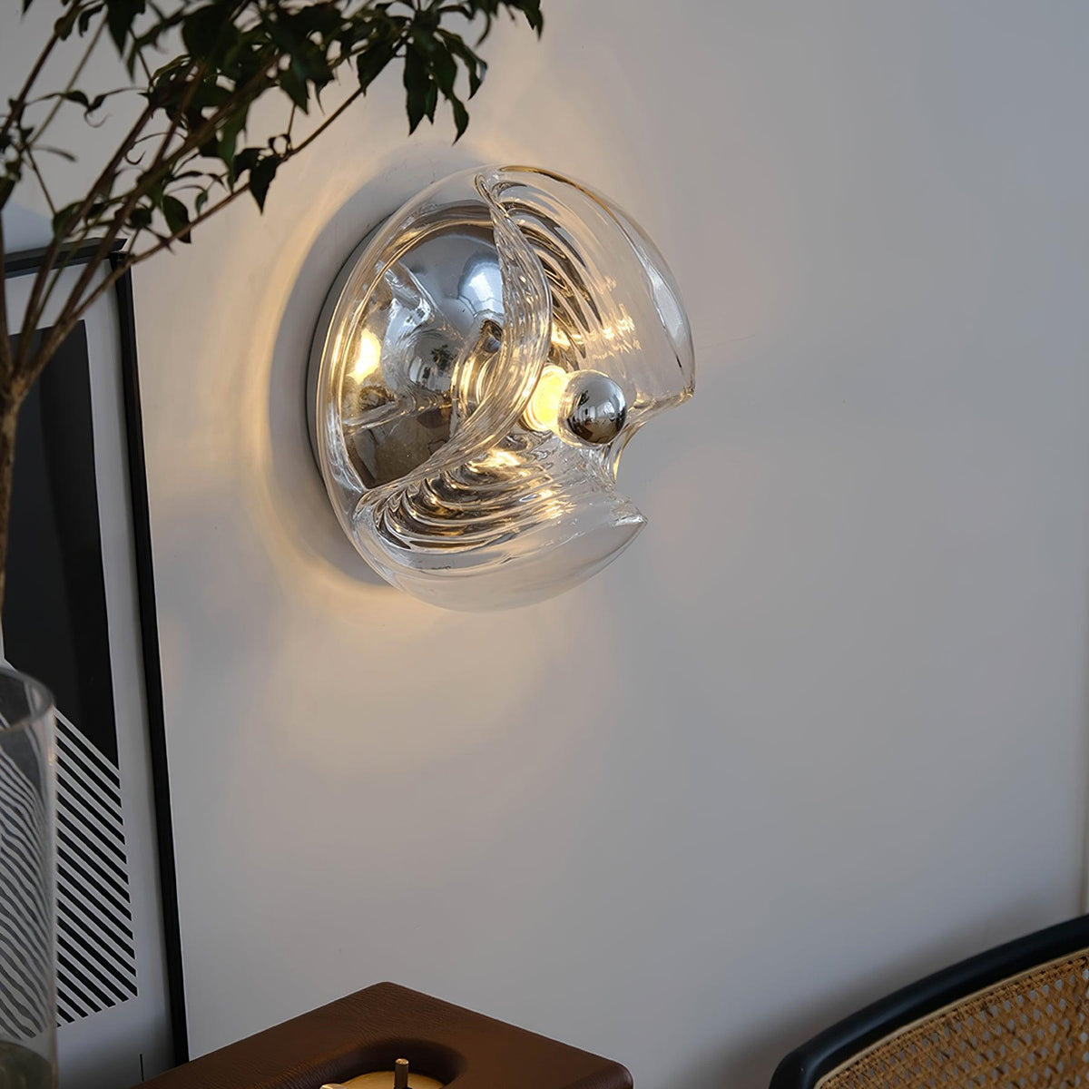 Wall Lamp Swirl Texture Clear Amber Smoke Gray Modern Accent-Neutral Decor