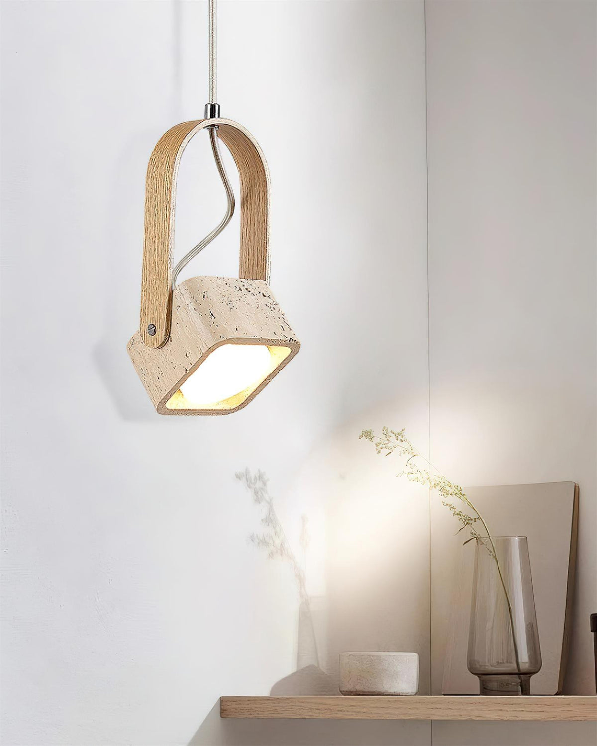 Cesta Pendant Light Square Yellow Travertine-Neutral Decor