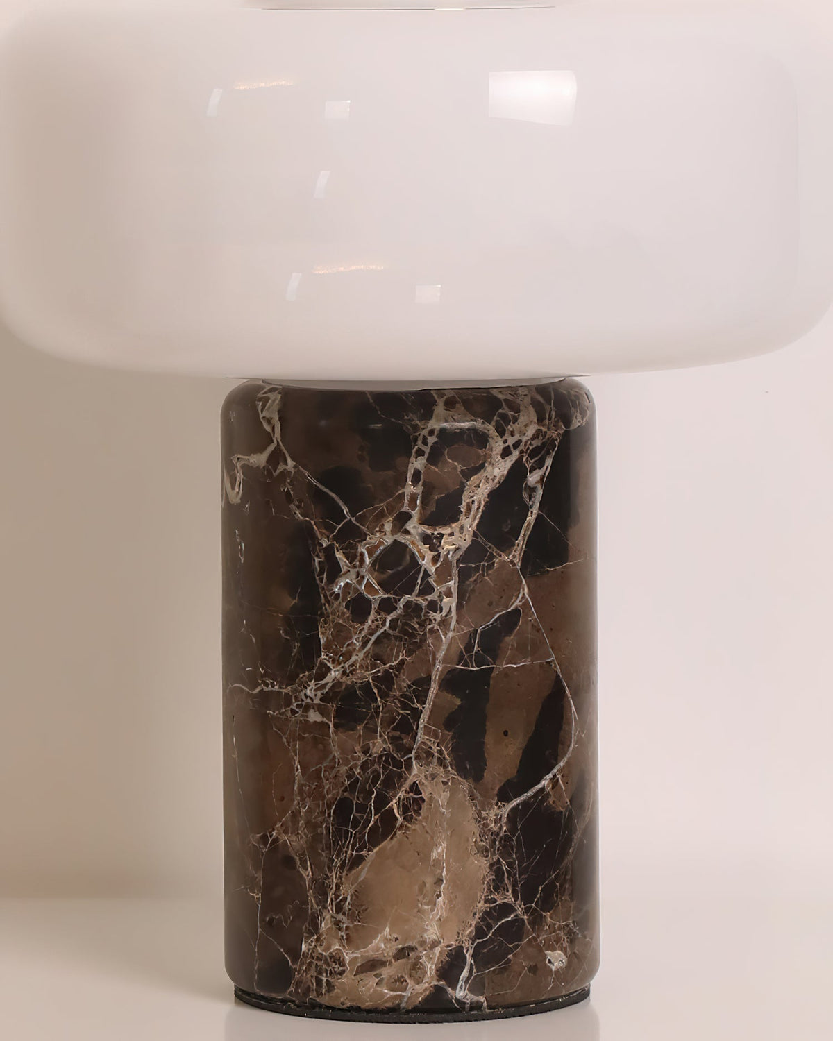 Top-down view of the Lennox lamp, emphasizing the mushroom shade's shape.