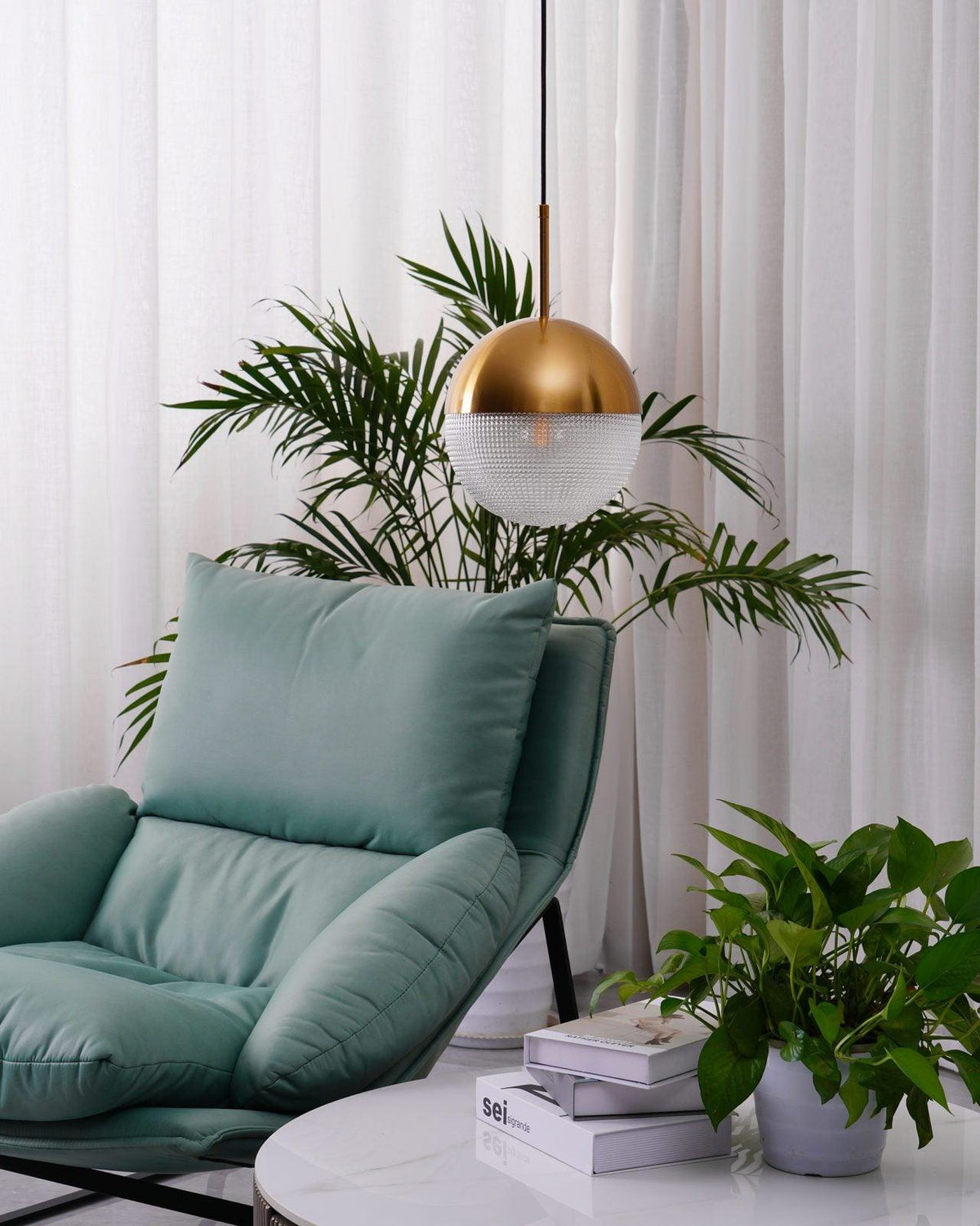 Galuna Suspension en Laiton Verre Moderne