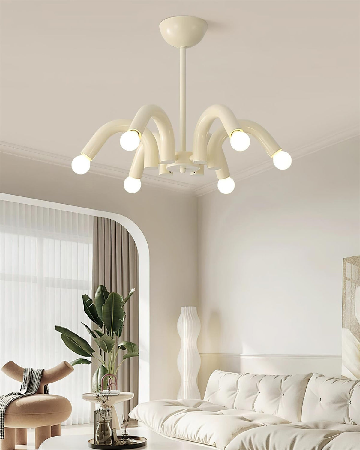 Fivelle Modern Cream Multi-Arm Chandelier-Neutral Decor