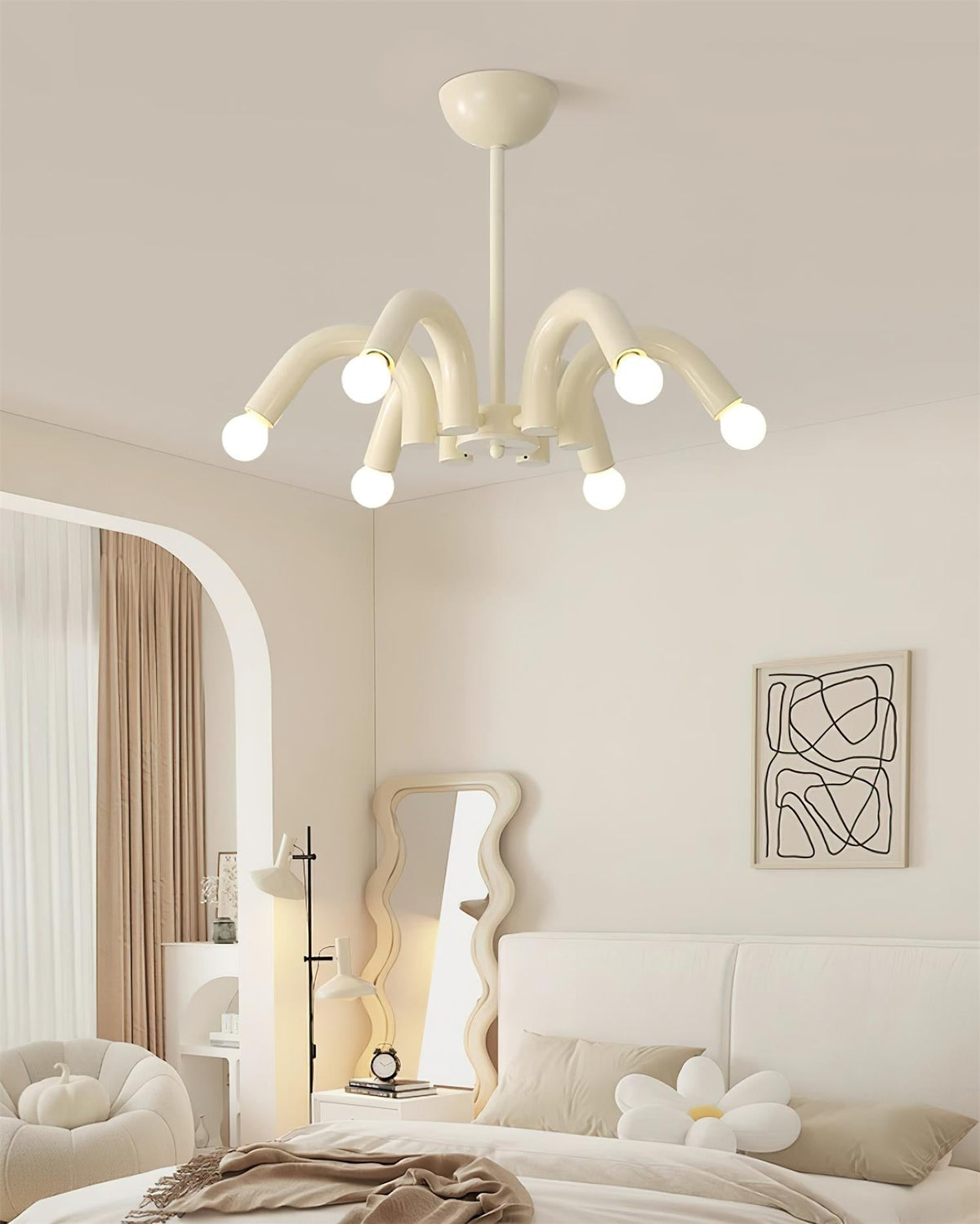 Fivelle Modern Cream Multi-Arm Chandelier-Neutral Decor