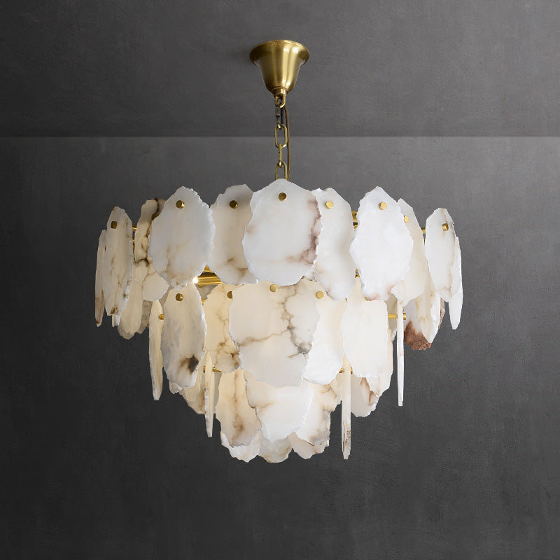 Leon Alabaster Chandelier Layered Stone Slices-Neutral Decor