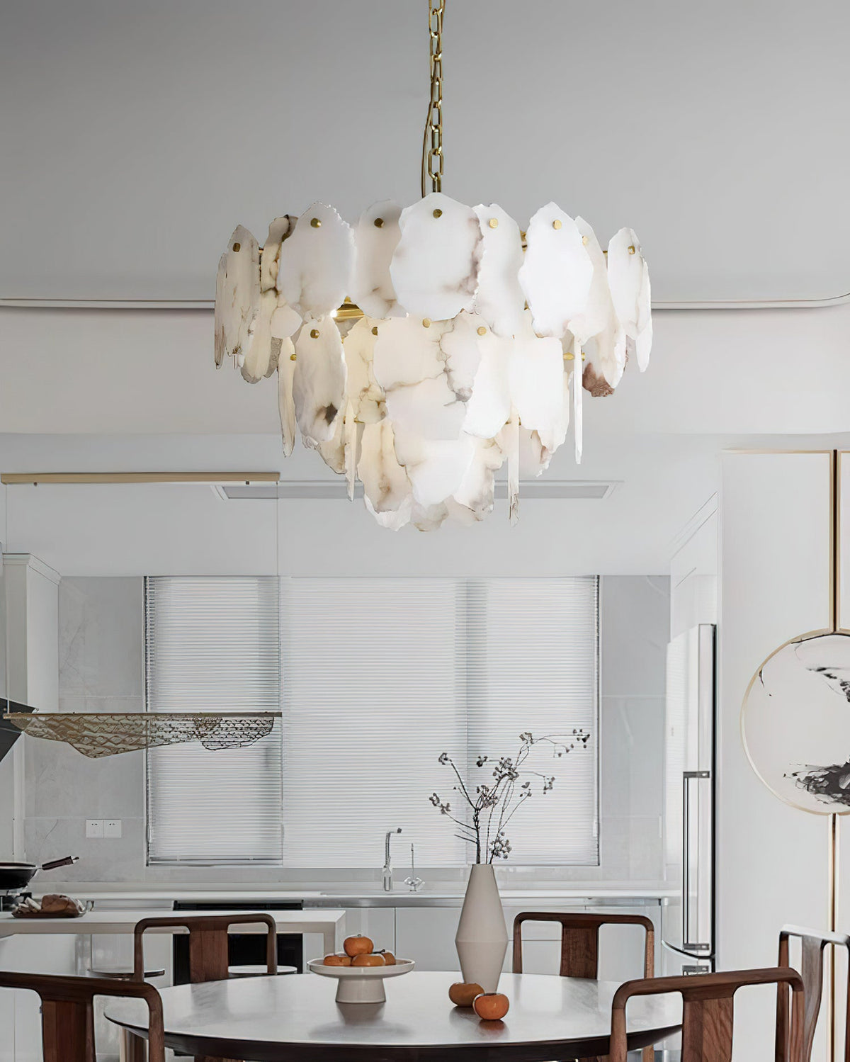 Leon Alabaster Chandelier Layered Stone Slices-Neutral Decor