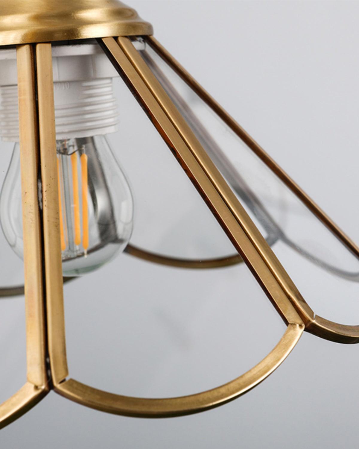 Pendant Lamp Textured Blue Glass Scalloped Brass-Neutral Decor