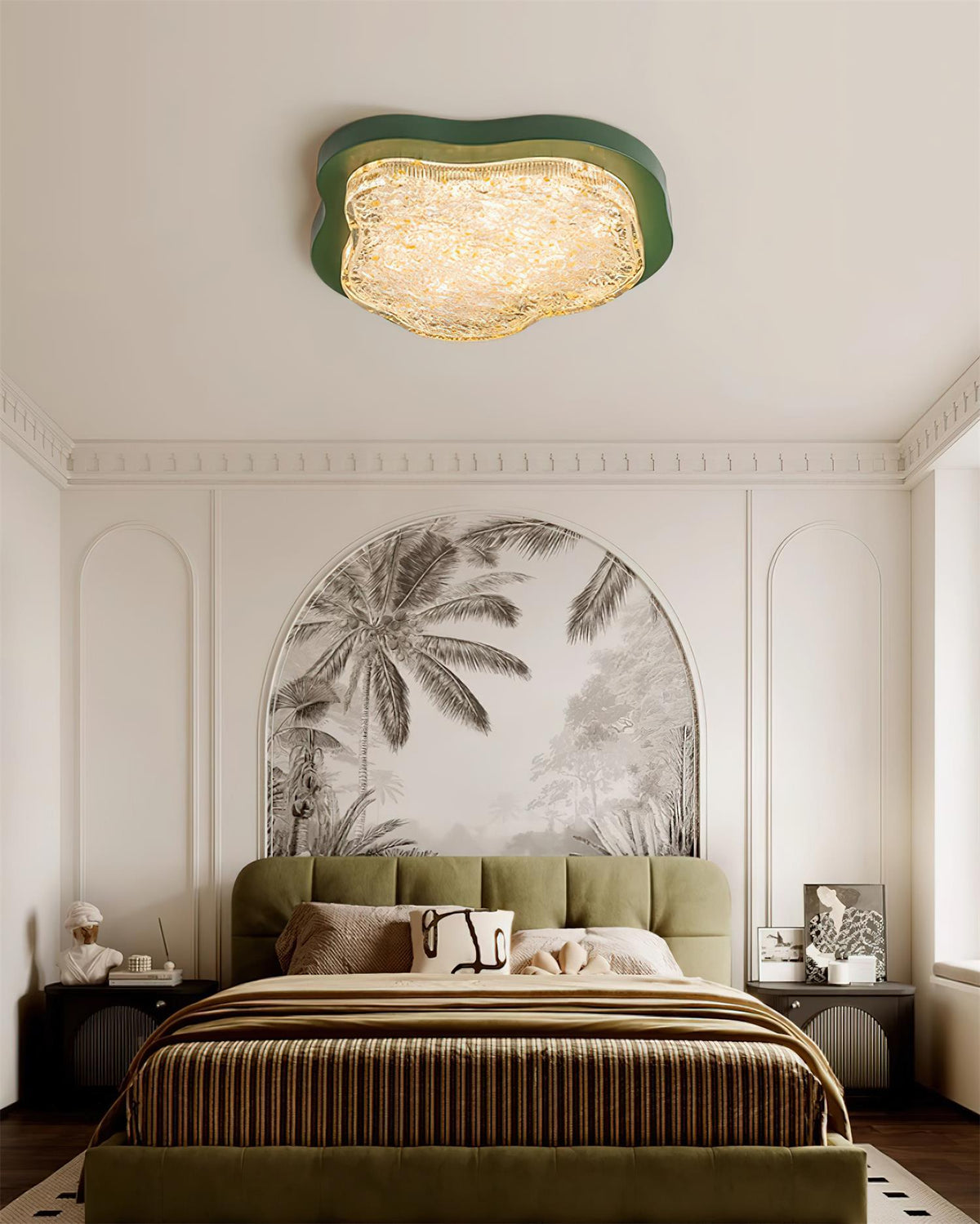 Ceiling Light Irregular Shape Resin Gold Leaf Modern Artistic Green-Neutral Decor