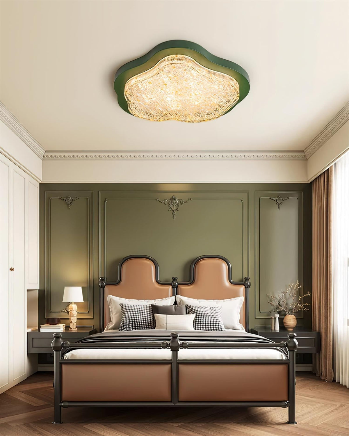 Ceiling Light Irregular Shape Resin Gold Leaf Modern Artistic Green-Neutral Decor