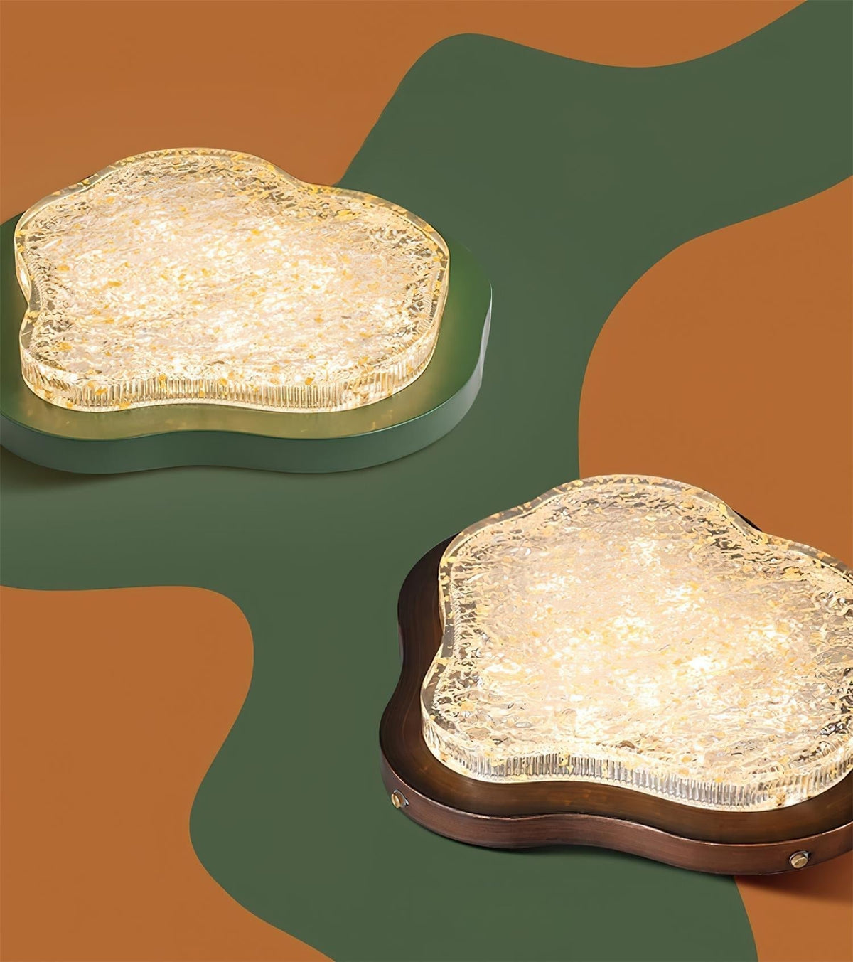 Ceiling Light Irregular Shape Resin Gold Leaf Modern Artistic Green-Neutral Decor
