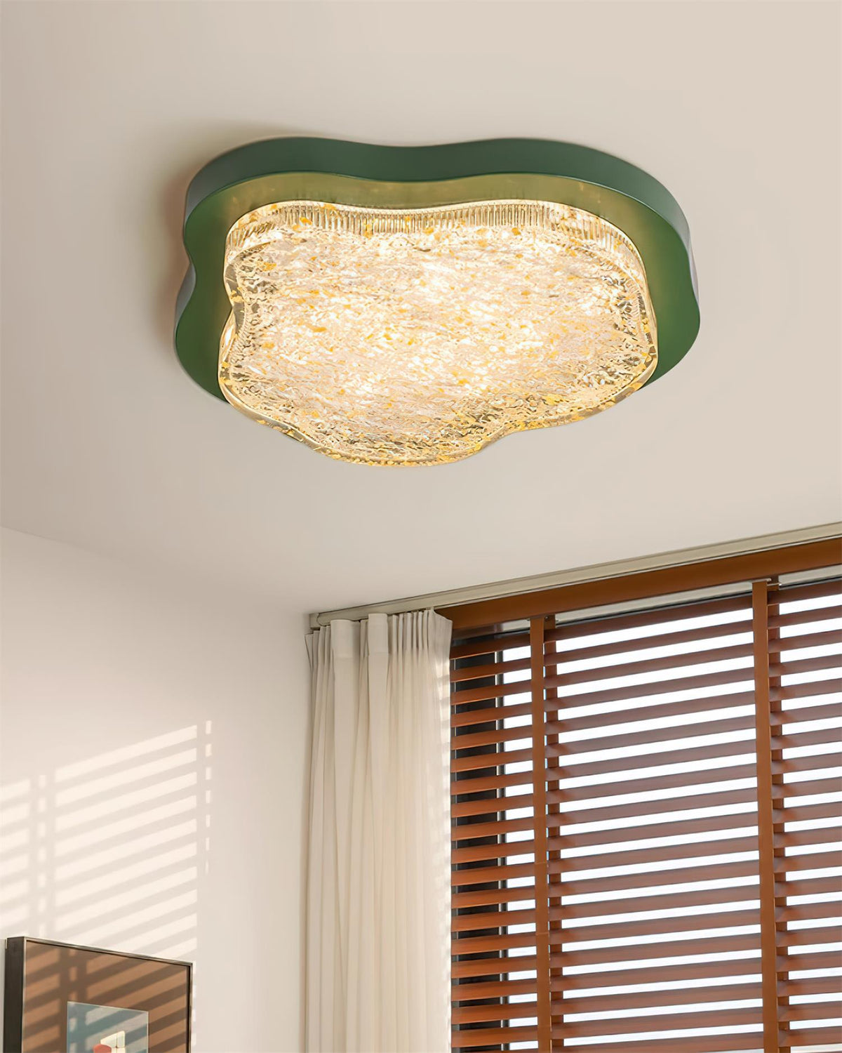 Ceiling Light Irregular Shape Resin Gold Leaf Modern Artistic Green-Neutral Decor