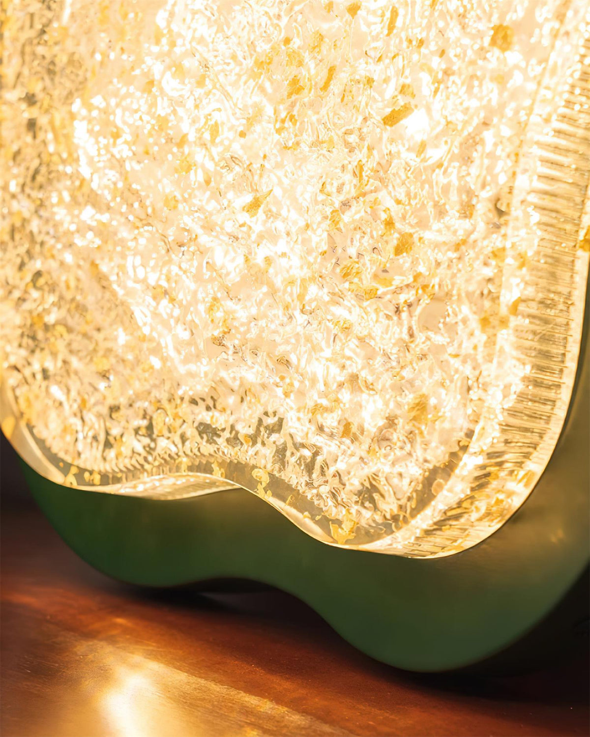 Ceiling Light Irregular Shape Resin Gold Leaf Modern Artistic Green-Neutral Decor