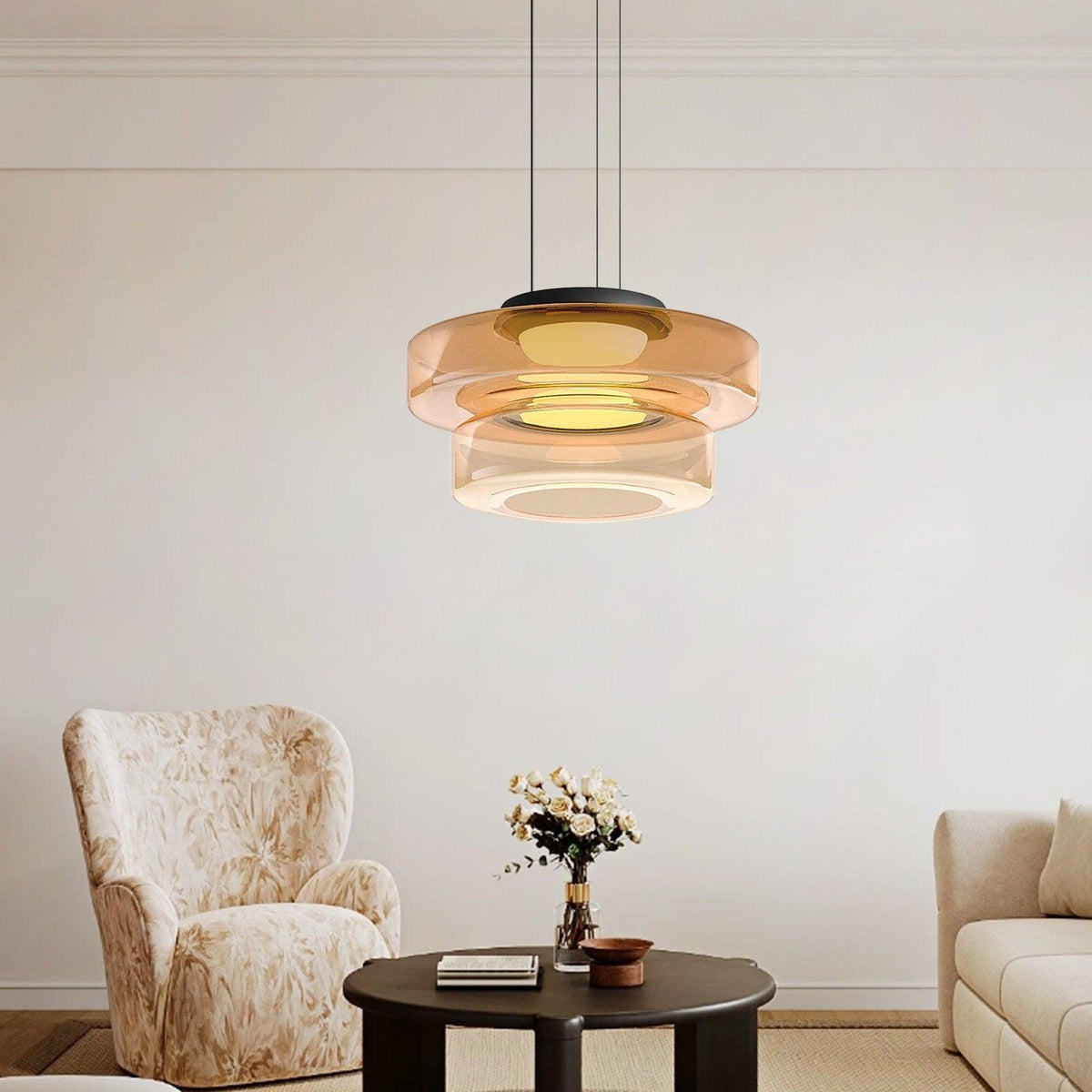 Ivarivia Suspension en Verre à Cercles Multi-Niveaux