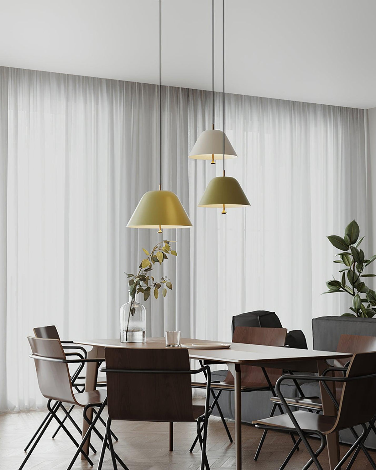 Pendant Lamp Modern Metal Shade in Green and White Minimalist-Neutral Decor