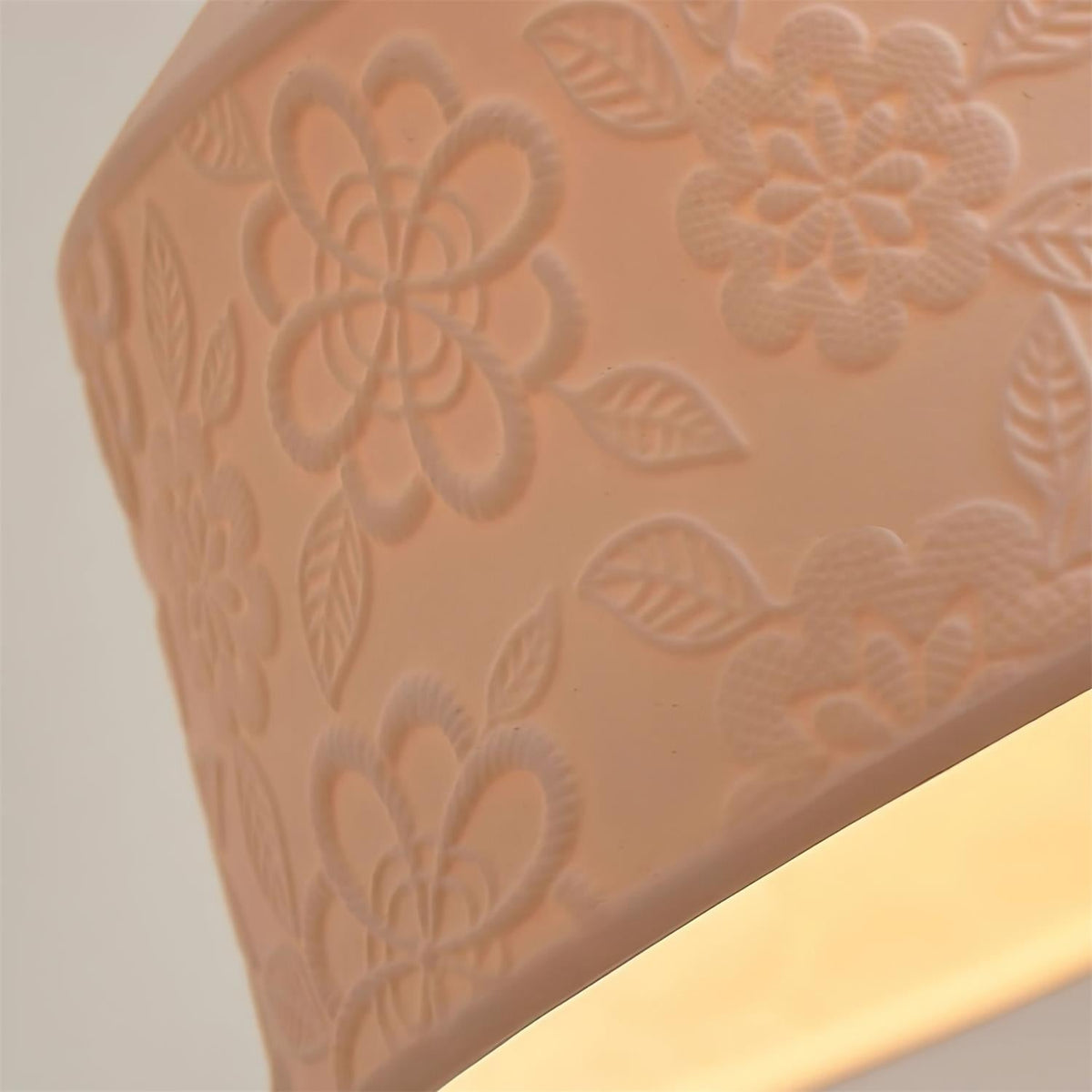 Pendant Lamp Textured Ceramic Drum Walnut Wood Retro-Neutral Decor
