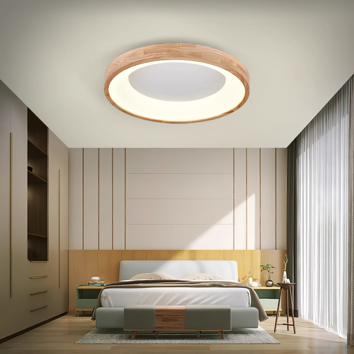 Ivarena Plafonnier Minimaliste Carré en Bois