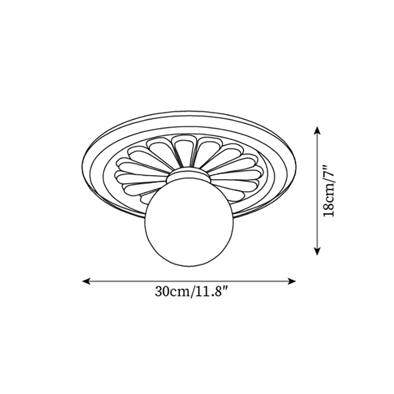 Elya Vintage Carved Ceiling Light with Globe Shade-Neutral Decor