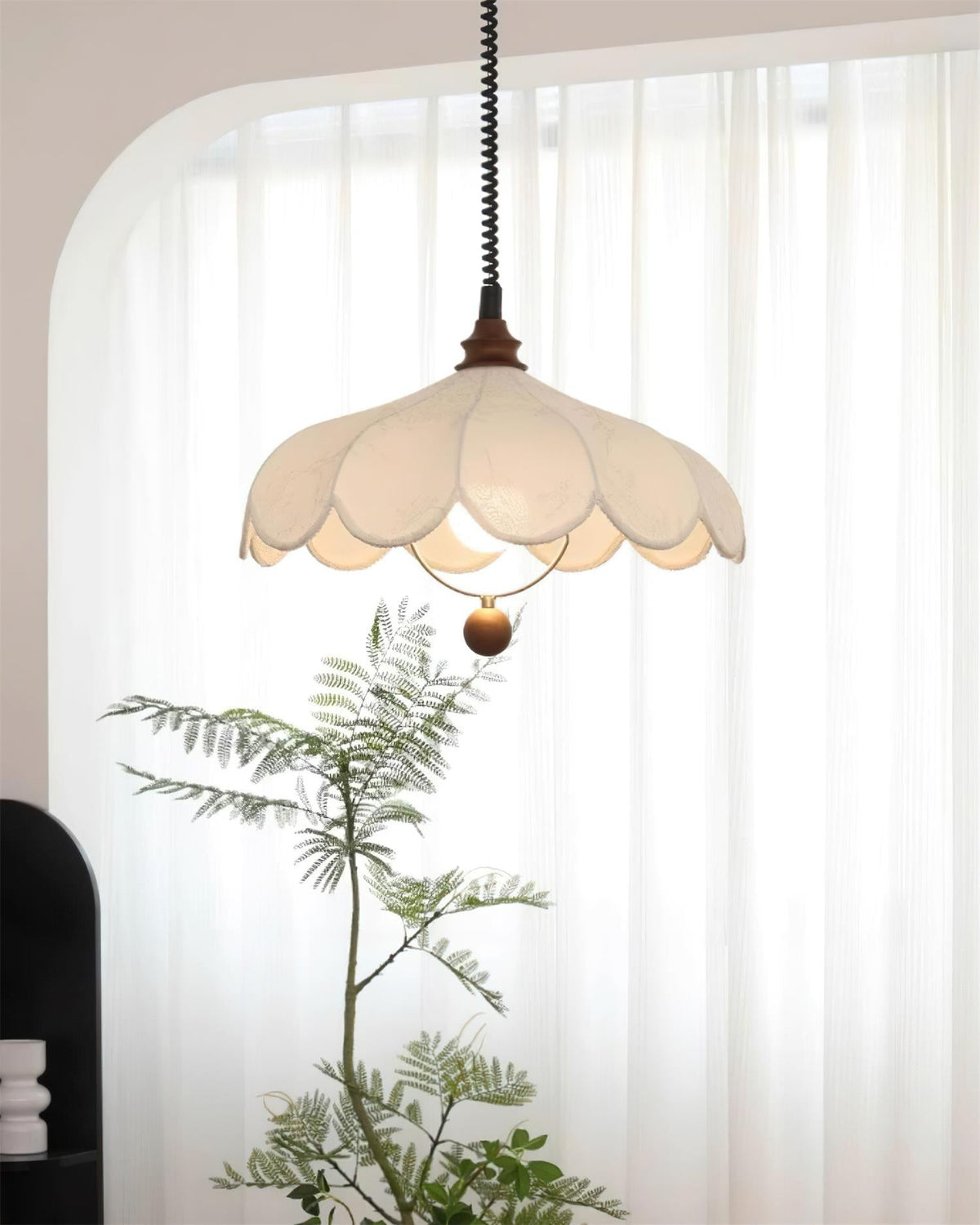 Pendant Lamp Petals with Pattern Vintage Floral French Elegance-Neutral Decor