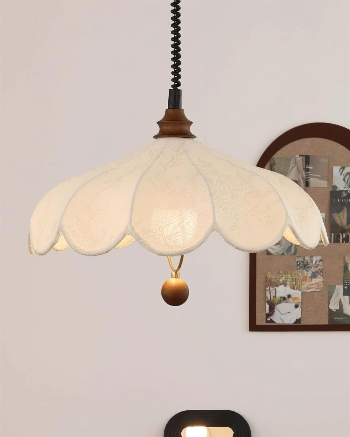 Pendant Lamp Petals with Pattern Vintage Floral French Elegance-Neutral Decor