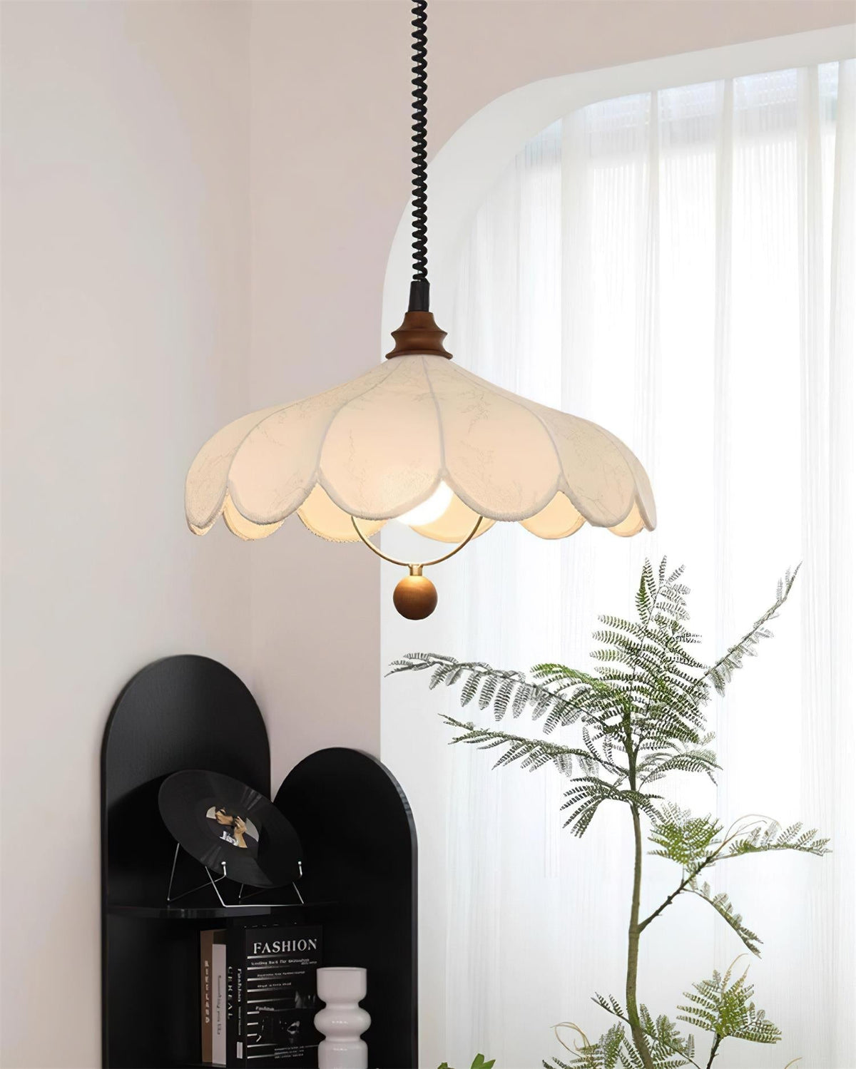 Pendant Lamp Petals with Pattern Vintage Floral French Elegance-Neutral Decor