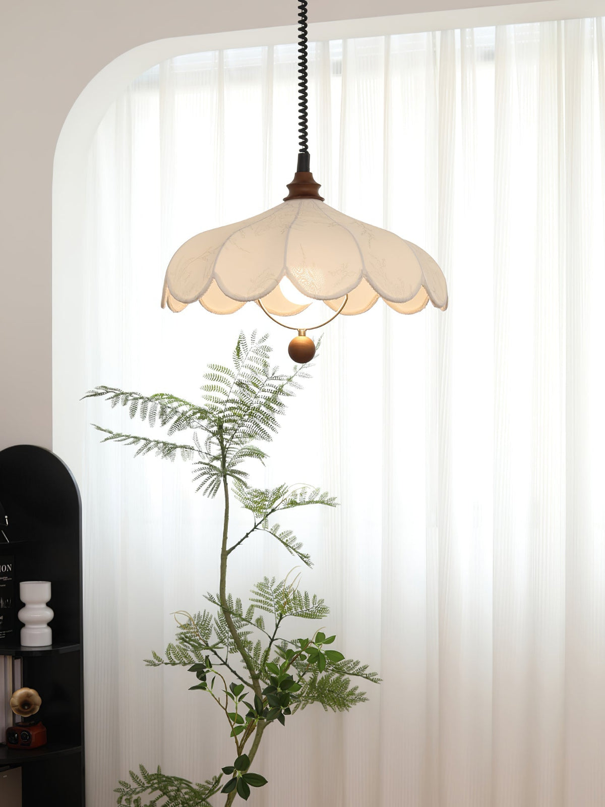 Solarn Suspension Lampe en Tissu et Bois