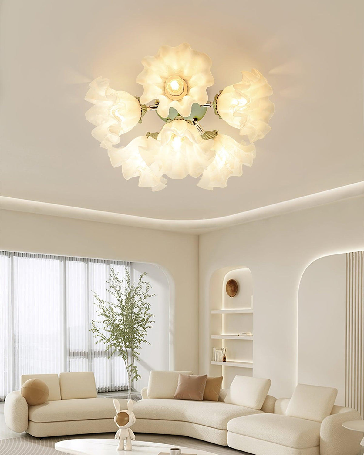 Ceiling Light Petal Shades Wavy Glass Bloom Elegant Floral-Neutral Decor