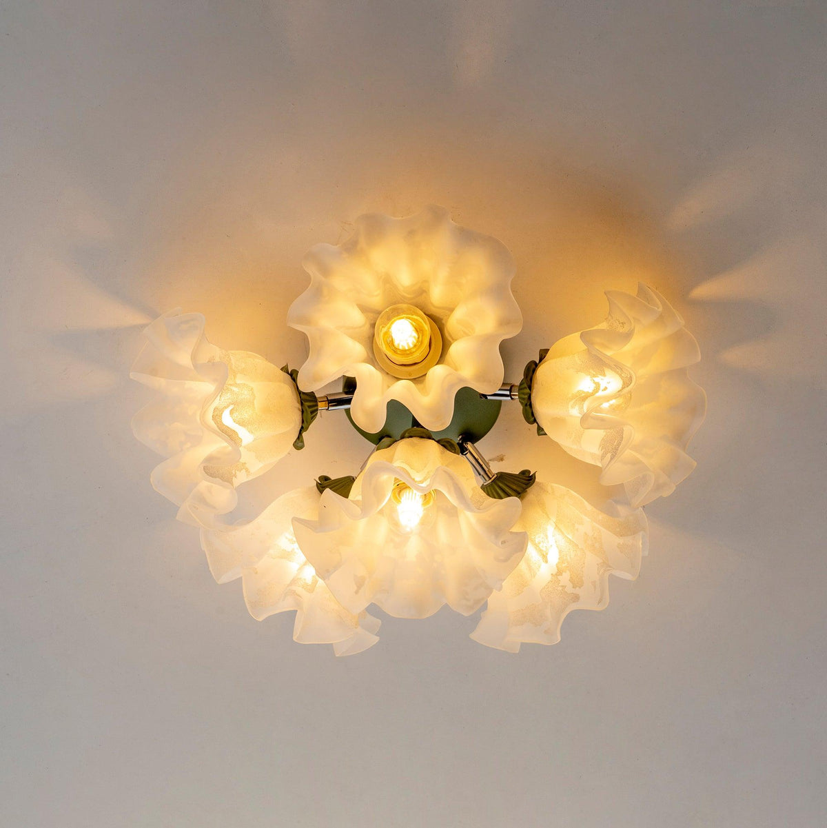 Ceiling Light Petal Shades Wavy Glass Bloom Elegant Floral-Neutral Decor