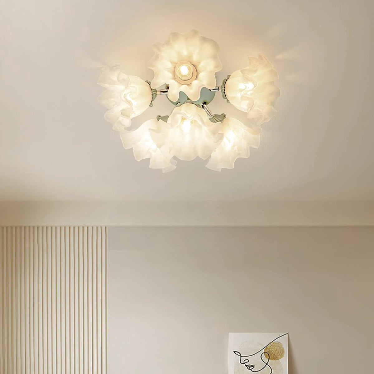 Ceiling Light Petal Shades Wavy Glass Bloom Elegant Floral-Neutral Decor