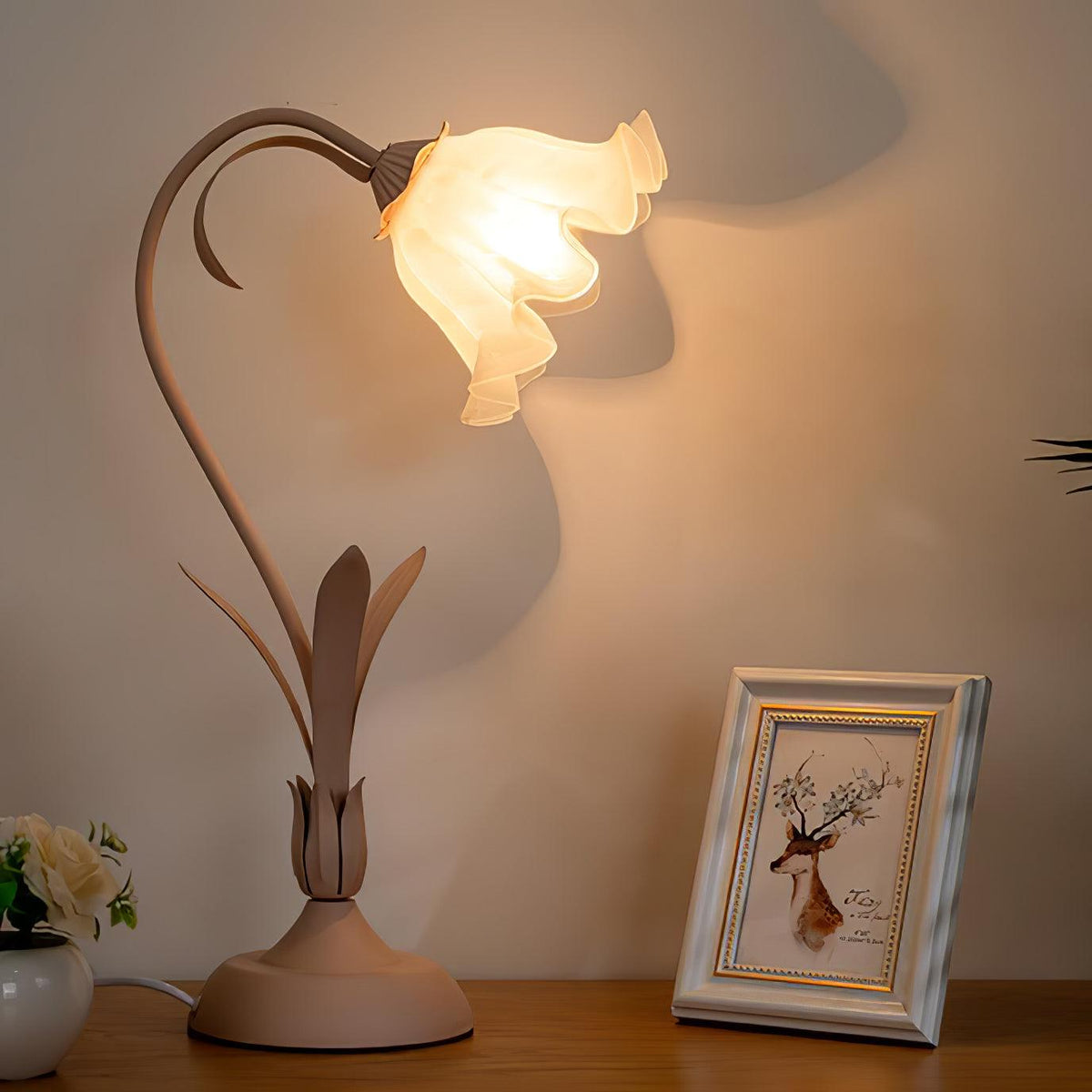 Zorien Lampe de Table en Acrylique à Motif Floral