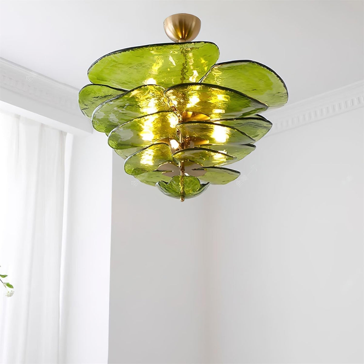Quinina Lustre en Métal et Verre à Couches de Feuilles Créativité Individuelle