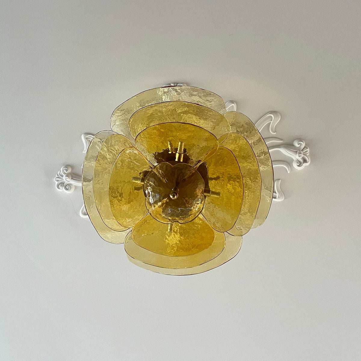 Lotus Lustre Contemporain en Verre à Feuilles Superposées