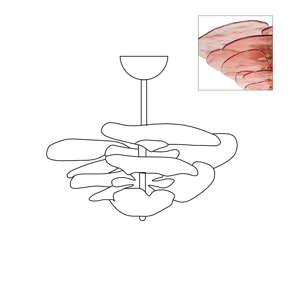 Livenq Lustre Pétale en Verre Murano Doré Luxe-Cielum