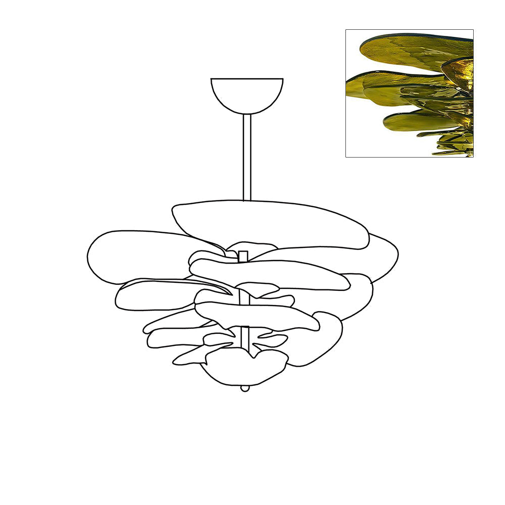 Livenq Lustre Pétale en Verre Murano Doré Luxe-Cielum