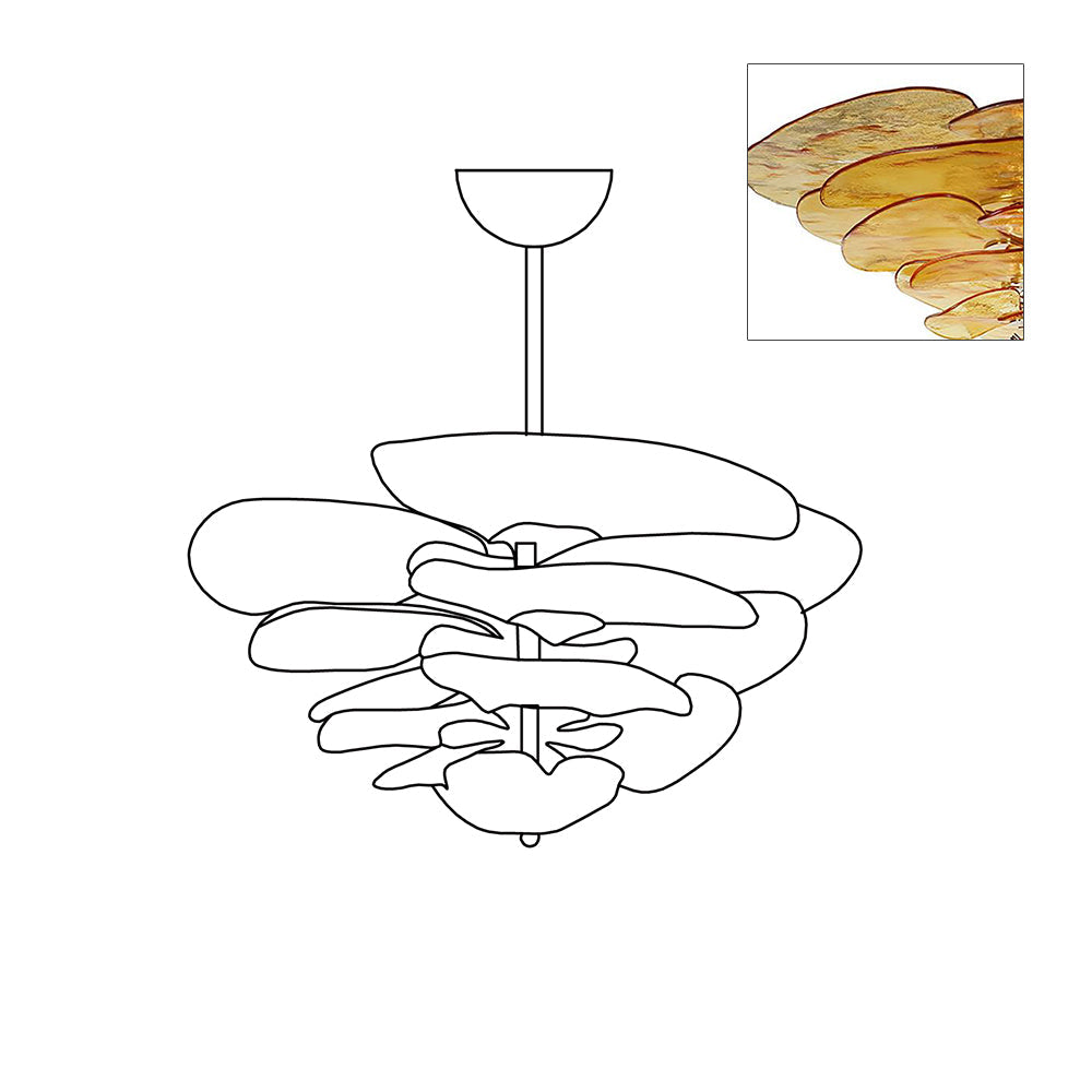 Livenq Lustre Pétale en Verre Murano Doré Luxe-Cielum