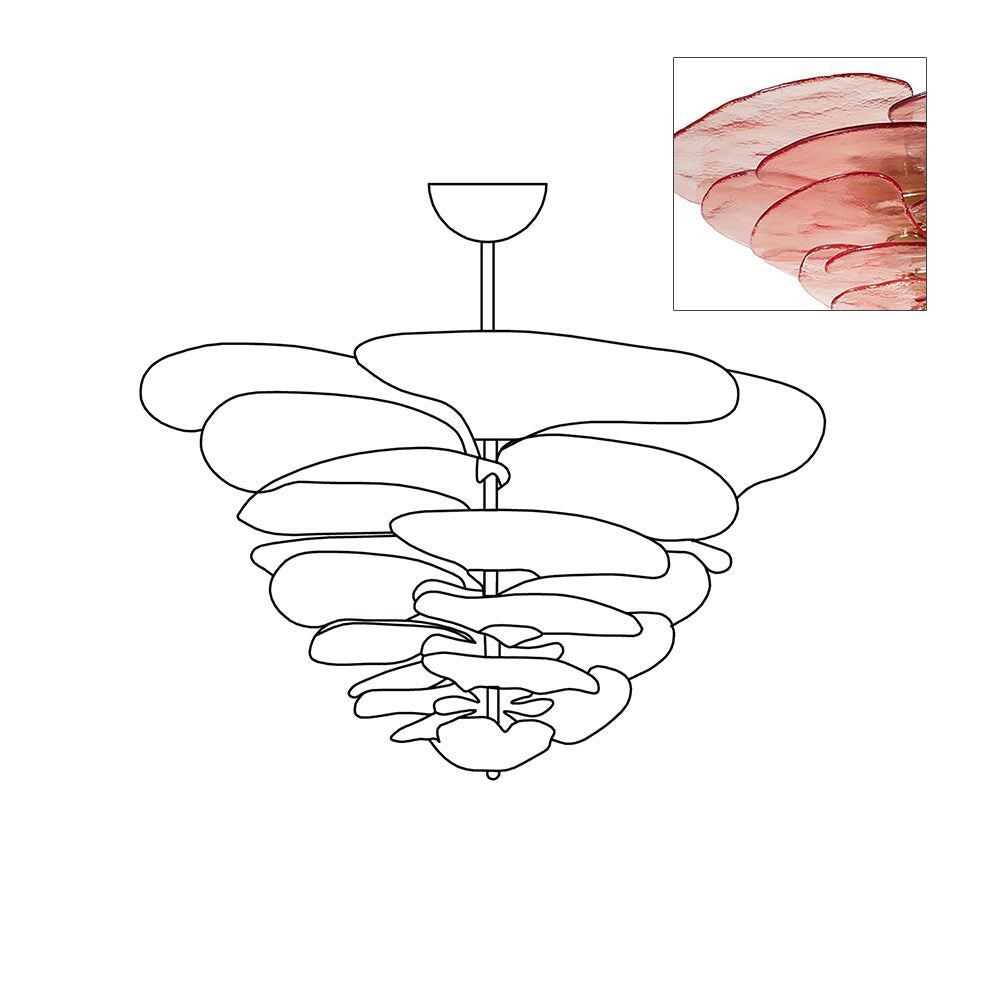 Livenq Lustre Pétale en Verre Murano Doré Luxe-Cielum
